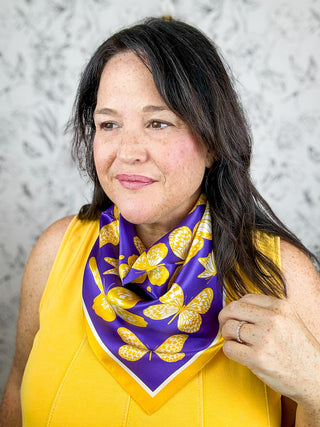 Mariposa Scarf in Purple & Gold