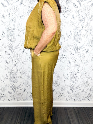 Olive Grove Satin Trouser