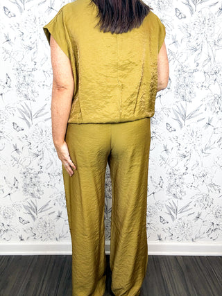 Olive Grove Satin Trouser