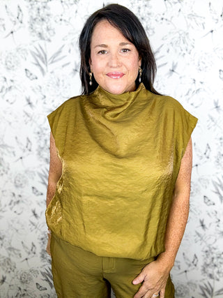 Olive Grove Satin Top
