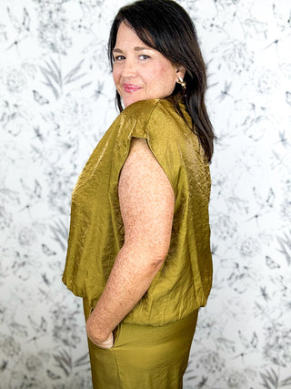 Olive Grove Satin Top