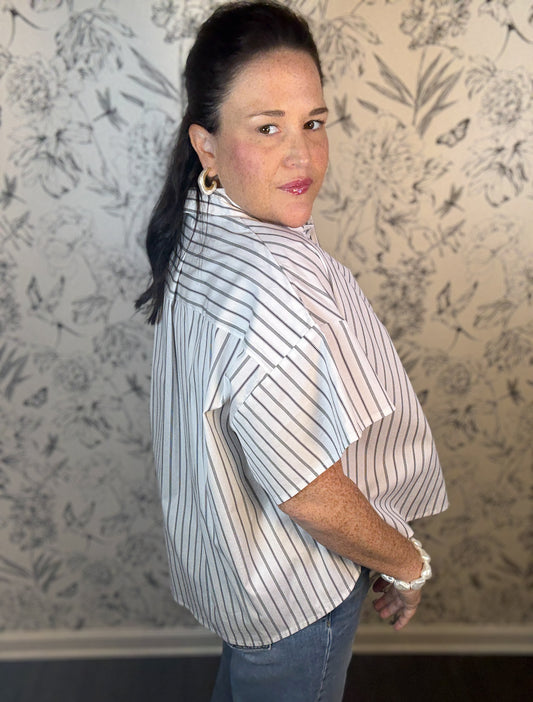 Metro Stripe Pullover Top - Best & Co. Boutique