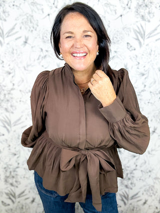 Mocha Manner Wrap Blouse