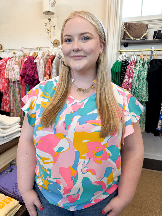 Colorful Abstract Top - Best & Co. Boutique