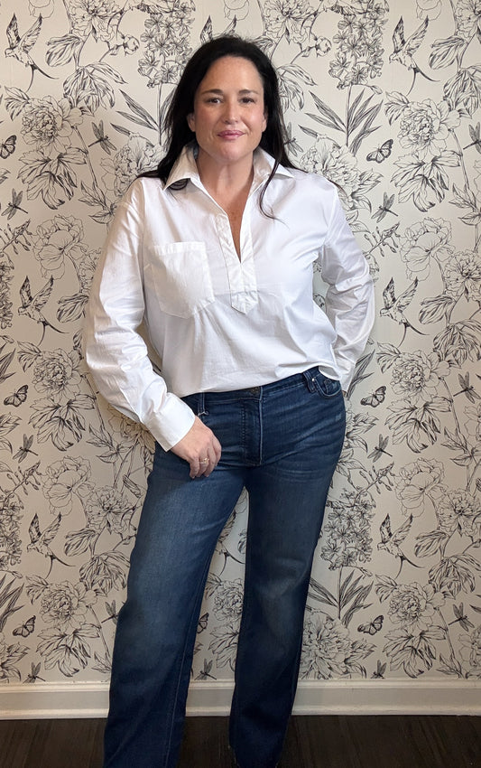 The Whitney White Poplin Pullover - Best & Co. Boutique