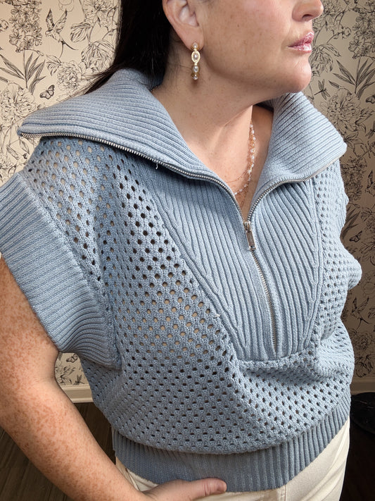The Belle Open Knit Half Zip - Best & Co. Boutique
