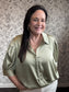 Allison Curvy in Sage Silky Button Down