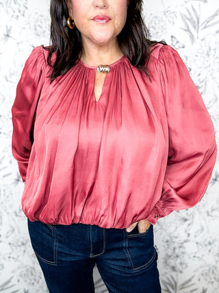 Rose Copper Penny Shirred Blouse