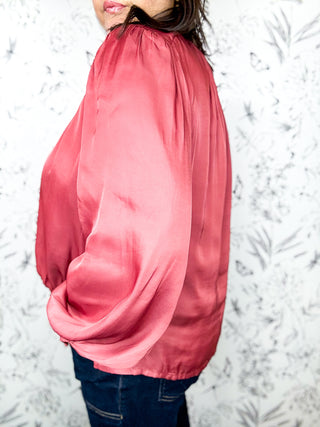 Rose Copper Penny Shirred Blouse