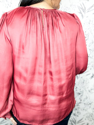 Rose Copper Penny Shirred Blouse