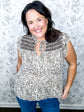 abstracted fall print smocked blouse ELAN