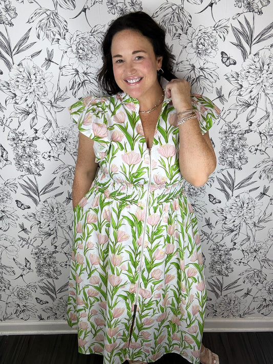 tulip midi zip up dress ENTRO