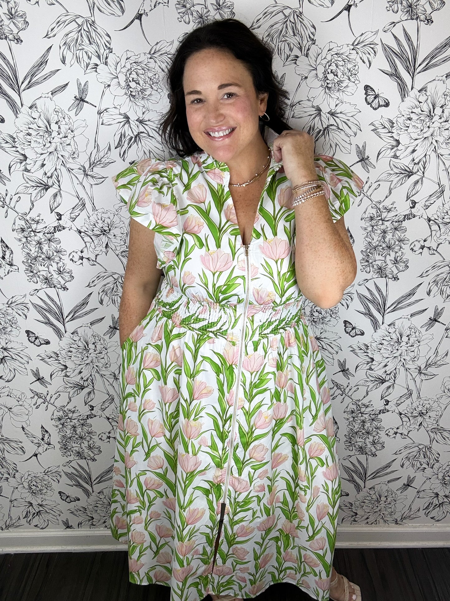 tulip midi zip up dress ENTRO