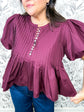 Merlot Charm Pintuck Blouse