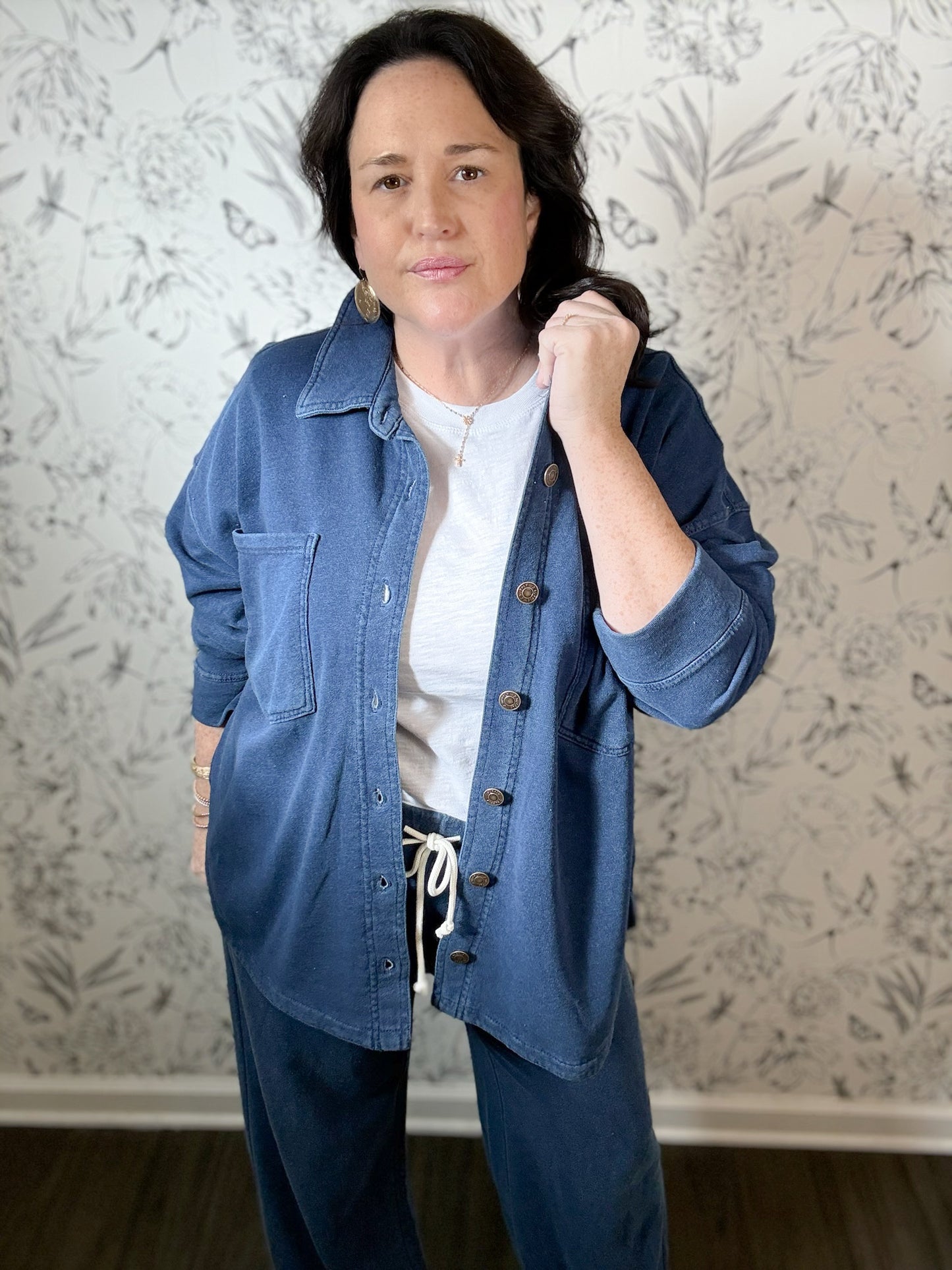 All Day Knit Denim Shacket