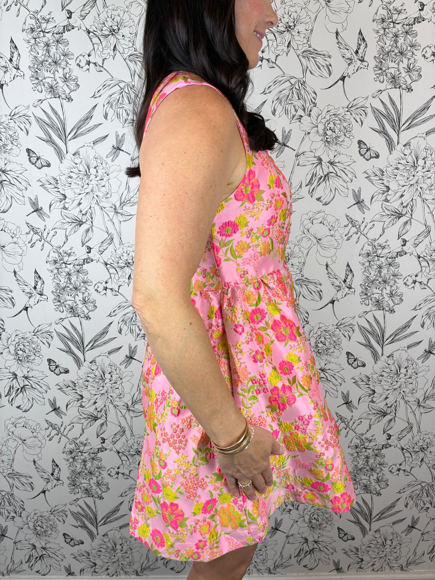 Blush Brocade Mini Dress