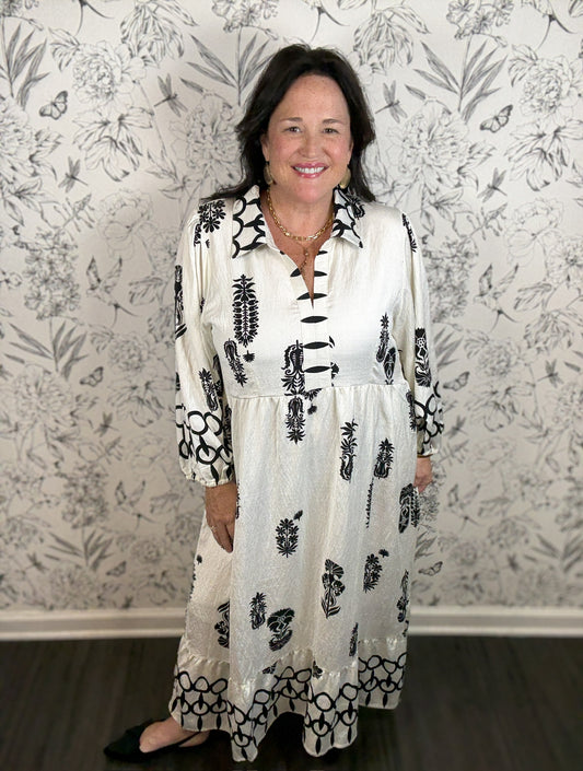 black white curvy midi dress UMGEE