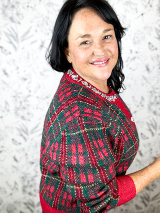Plaid Tidings Cardigan | Red