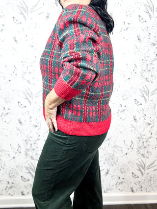 Plaid Tidings Cardigan | Red