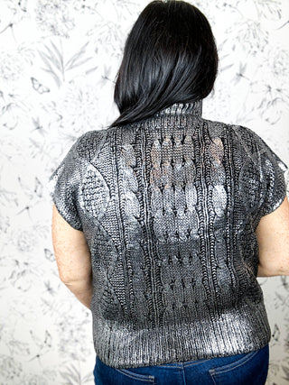 Gilded Cable Mock Neck | Charcoal