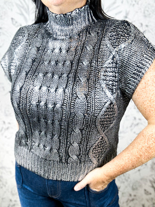 Gilded Cable Mock Neck | Charcoal