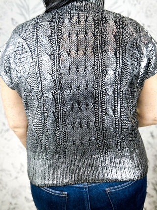 Gilded Cable Mock Neck | Charcoal