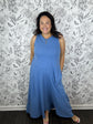 Z Supply Marine Blue Halter Jersey Midi Dress POCKETS