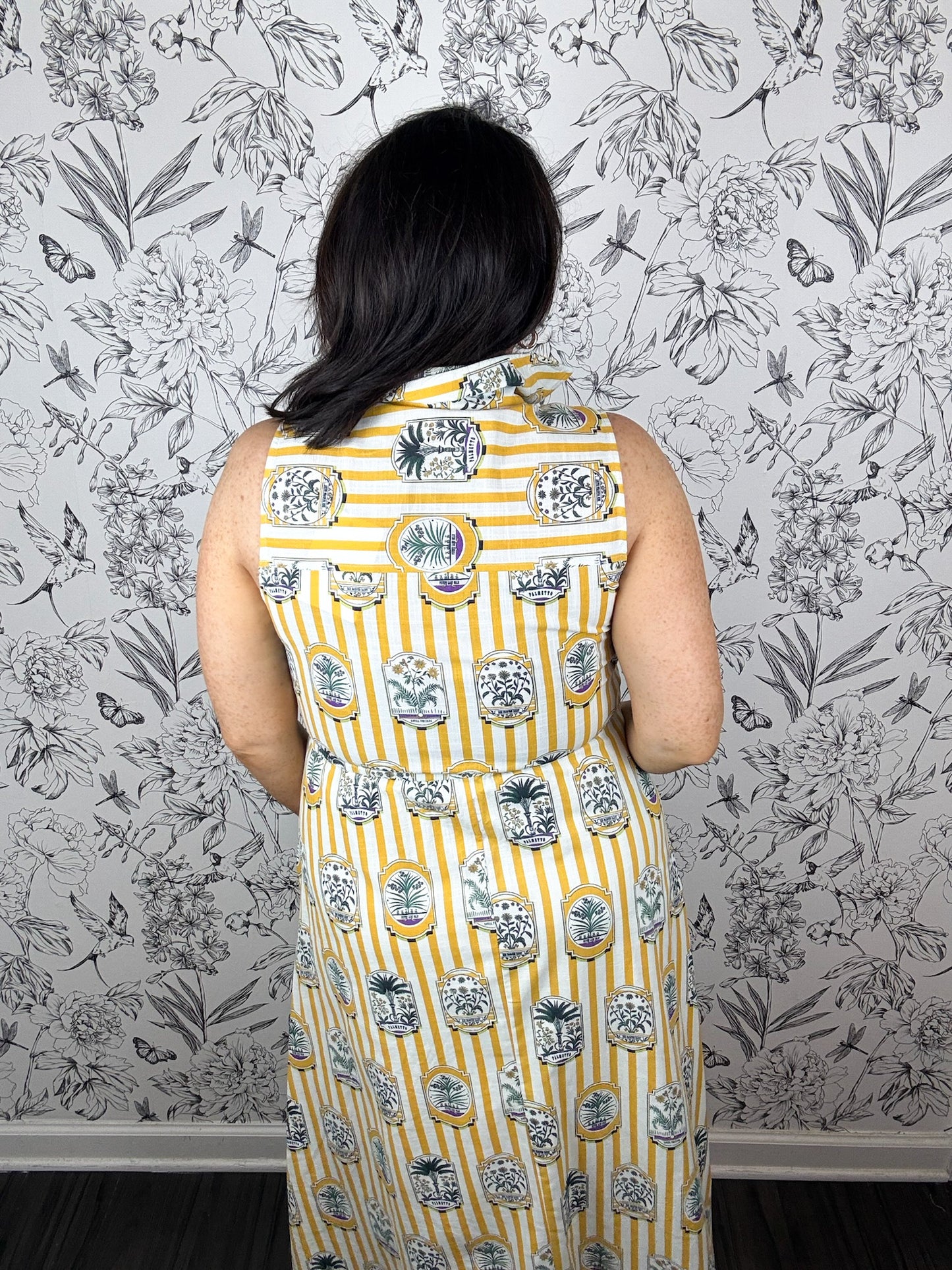 Sunshine Palms Striped Midi Dress