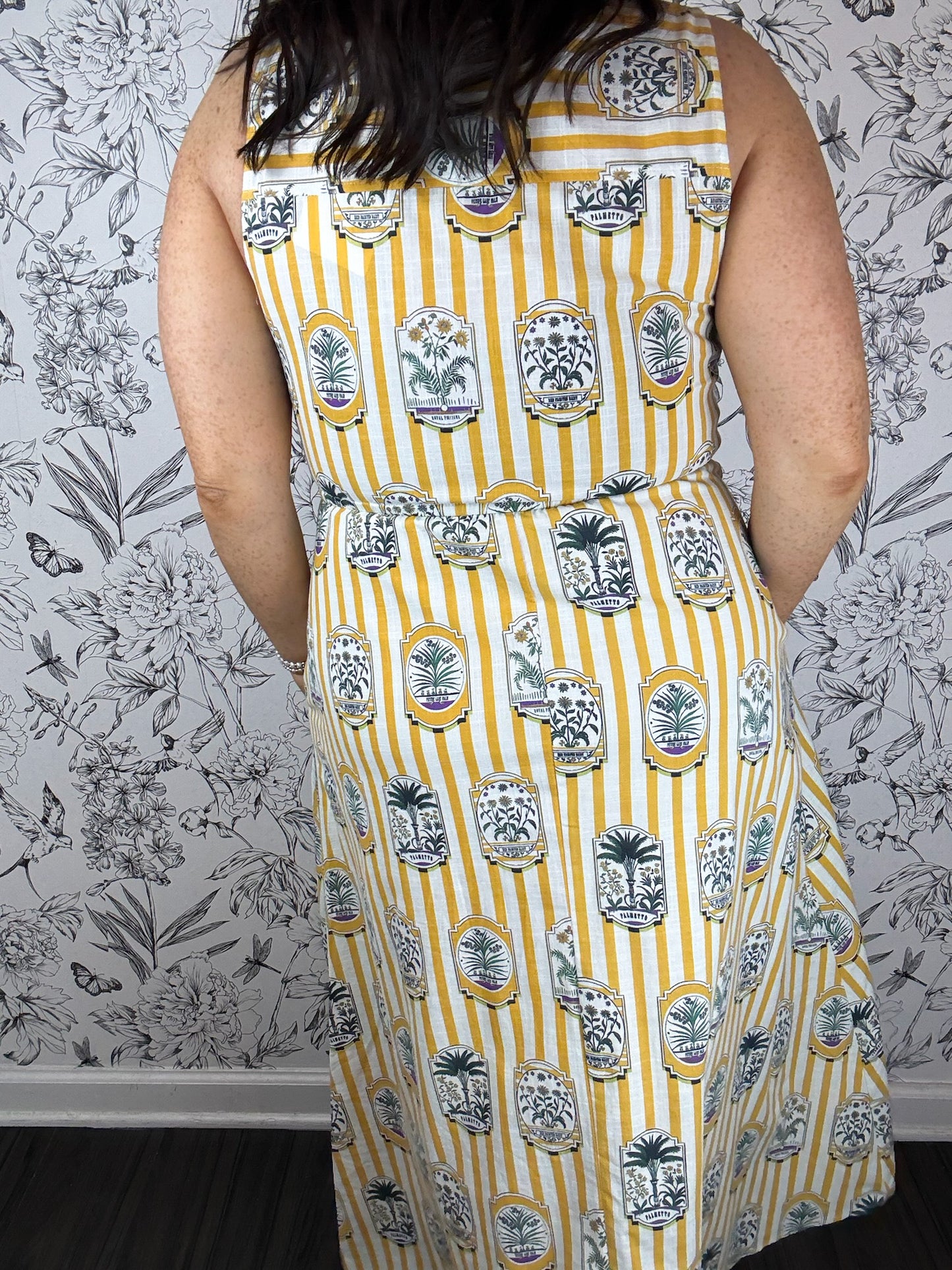 Sunshine Palms Striped Midi Dress
