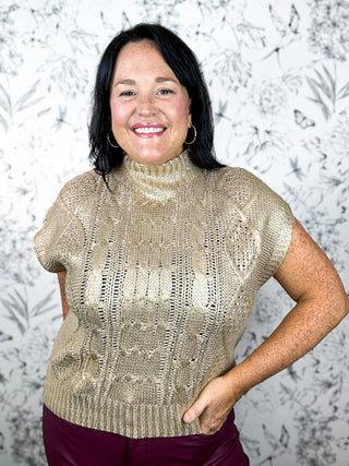 Gilded Cable Mock Neck | Gold