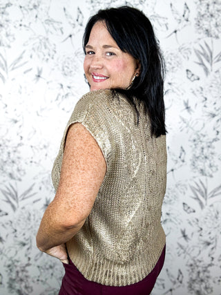 Gilded Cable Mock Neck | Gold
