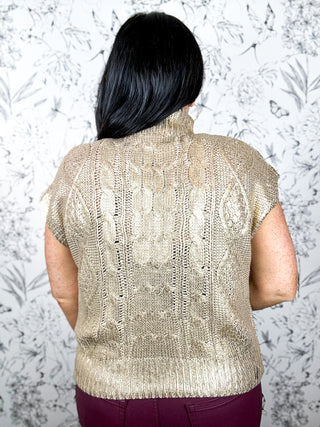 Gilded Cable Mock Neck | Gold
