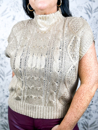 Gilded Cable Mock Neck | Gold