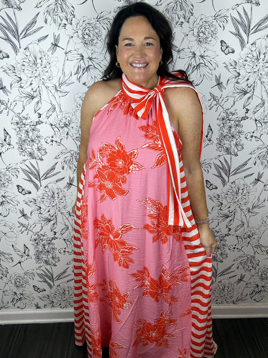 Aloha Ribbon Maxi Dress