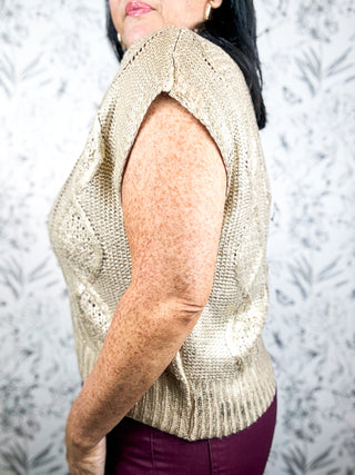 Gilded Cable Mock Neck | Gold