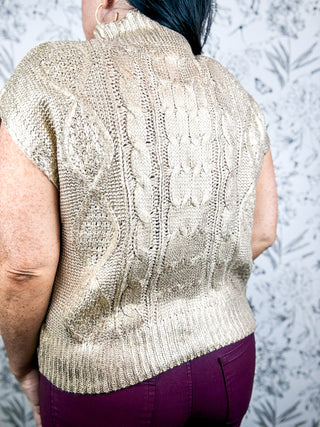 Gilded Cable Mock Neck | Gold
