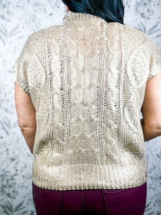 Gilded Cable Mock Neck | Gold