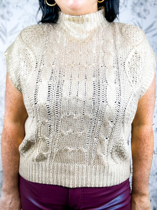 Gilded Cable Mock Neck | Gold
