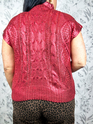 Gilded Cable Mock Neck | Ruby