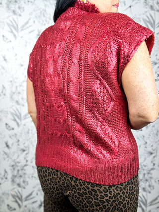 Gilded Cable Mock Neck | Ruby