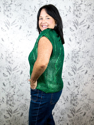 Gilded Cable Mock Neck | Evergreen