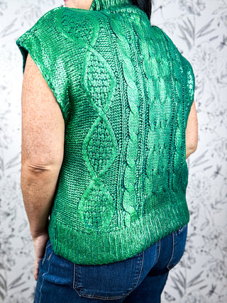 Gilded Cable Mock Neck | Evergreen