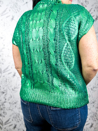 Gilded Cable Mock Neck | Evergreen