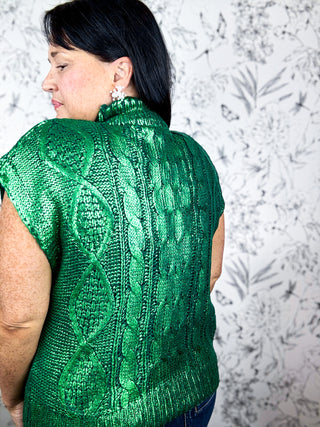 Gilded Cable Mock Neck | Evergreen