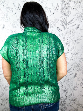 Gilded Cable Mock Neck | Evergreen