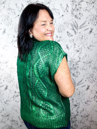 Gilded Cable Mock Neck | Evergreen