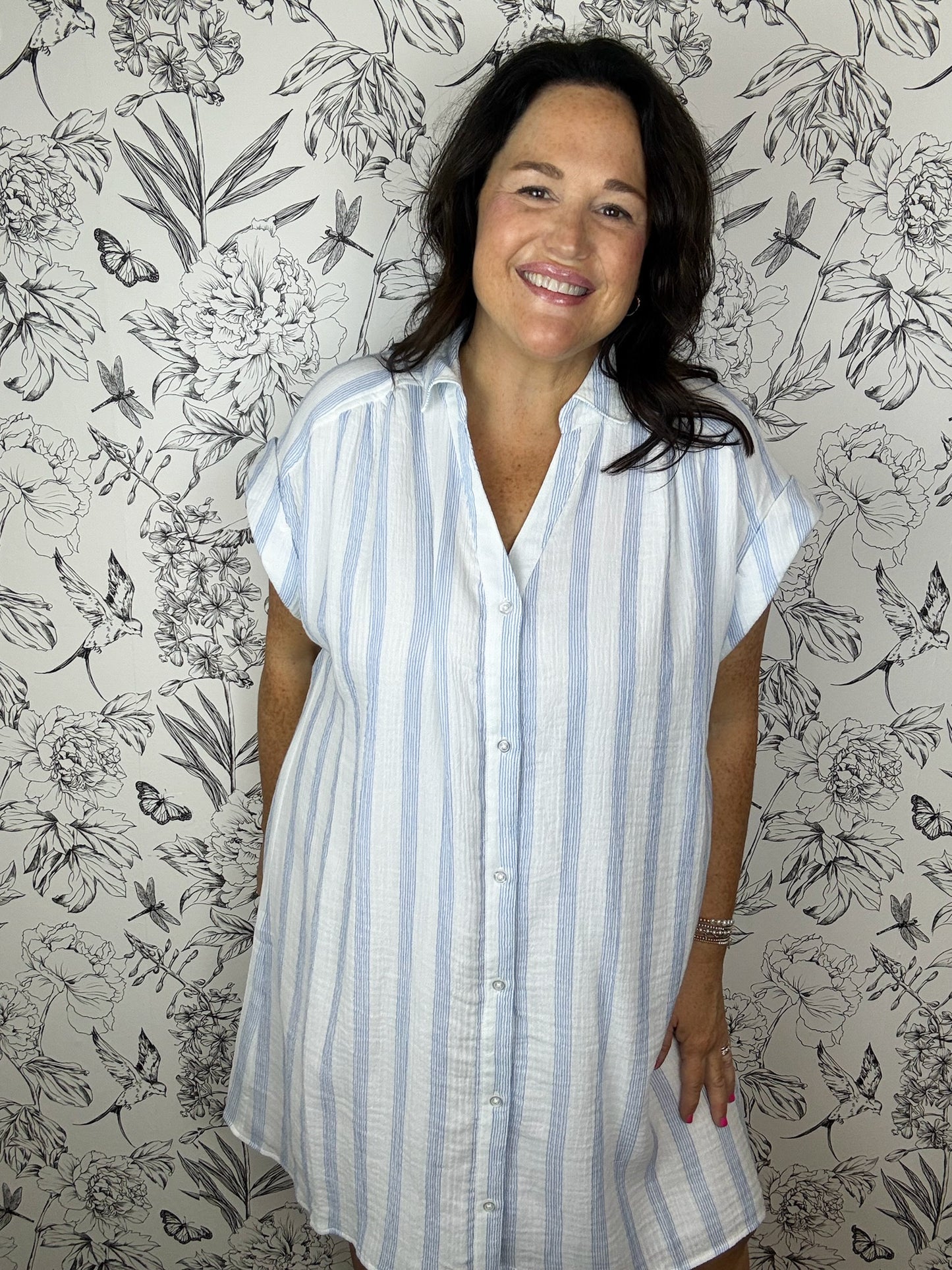 blue and white stripe mini dress Z SUPPLY
