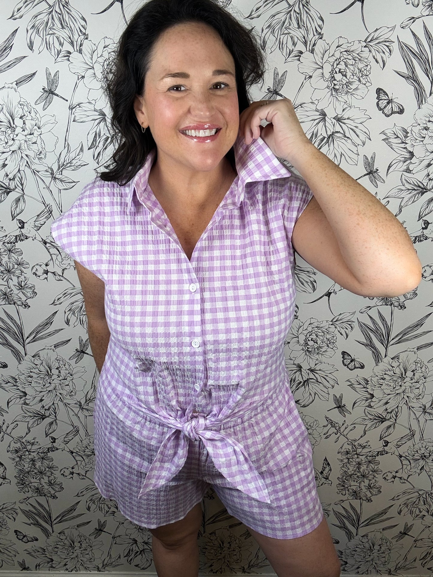 Lilac Society Gingham Blouse