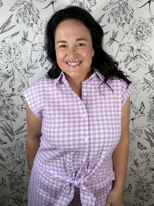 Lilac Society Gingham Blouse