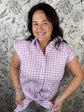 Purple and white gingham blouse ADRIENNE